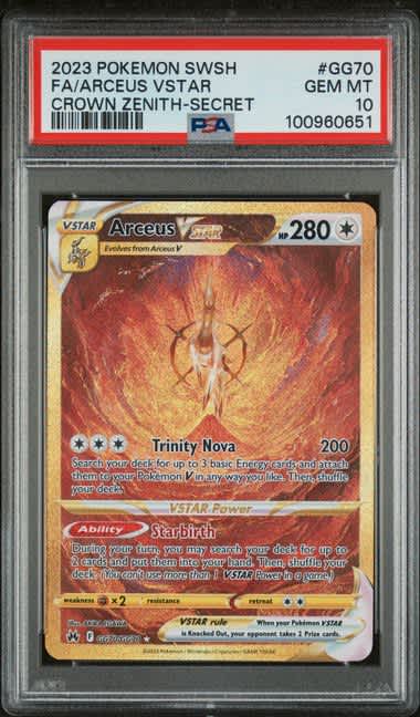 Arceus Vstar Pokemon Crown Zenith Gold Galarian Galley Secret Rare #GG70/GG70 PSA 10 – Official Pokemon TCG Product