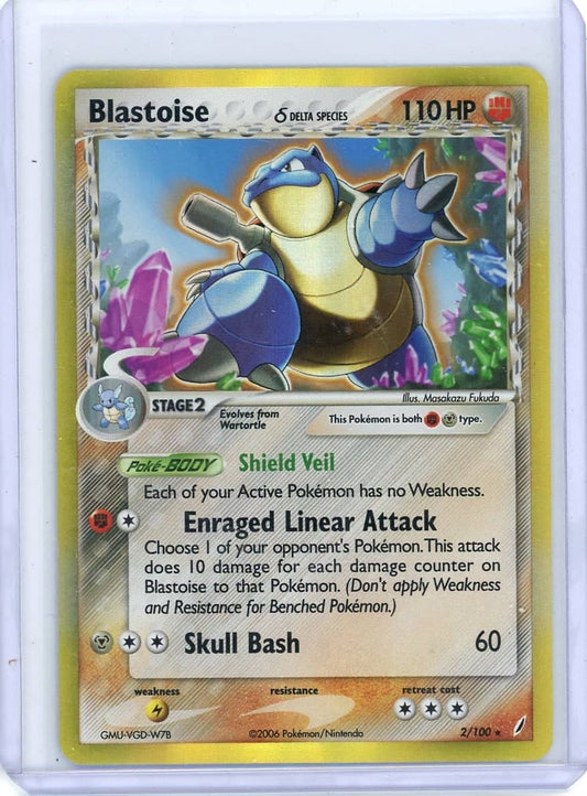 Blastoise 2006 Pokemon Crystal Guardians rare holo #2/100 LP – Official Pokemon TCG Product