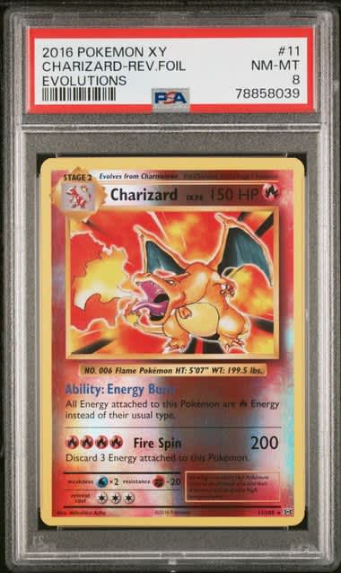 Charizard 2016 Pokemon XY Evolutions Reverse Holo #11/108 PSA 8 – Official Pokemon TCG Product