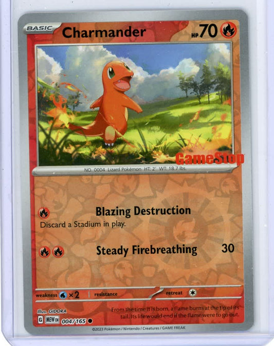 Charmander Pokemon Reverse Holofoil (GameStop Exclusive) #006/165 – Official Pokemon TCG Product