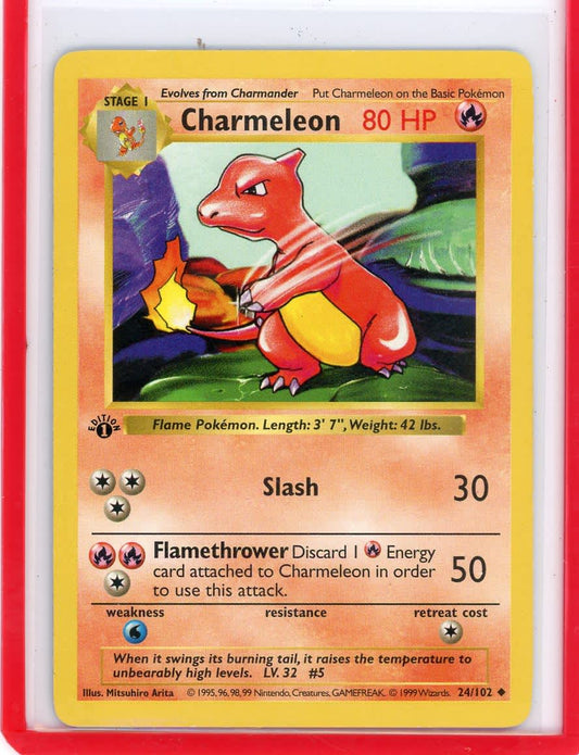 Charmeleon 1999 Pokemon Base Set 1st Edition Shadowless non holo 24/102 – Official Pokemon TCG Product