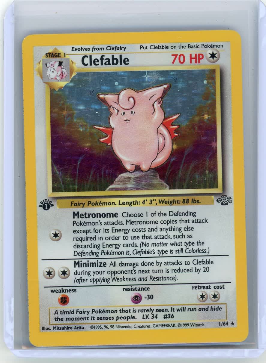 Clefable 1999 Pokemon Jungle 1st Edition rare holo 1/64 – Official Pokemon TCG Product