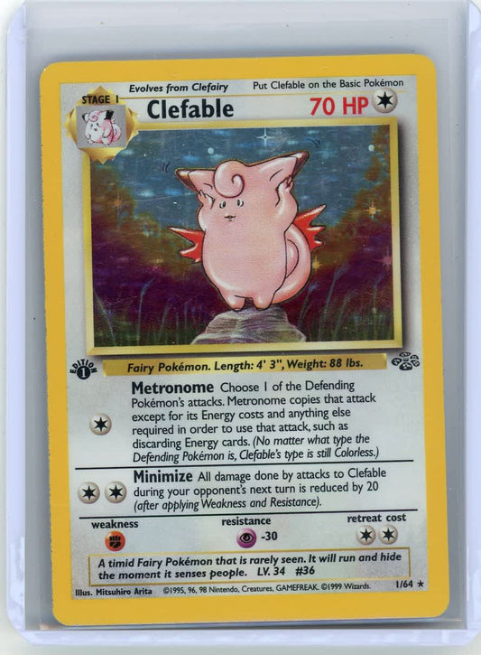 Clefable 1999 Pokemon Jungle 1st Edition rare holo 1/64 – Official Pokemon TCG Product