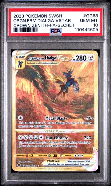 Dialga Vstar Pokemon Crown Zenith Galarian Gallery Gold Secret Rare #GG68/GG70 PSA 10 – Official Pokemon TCG Product
