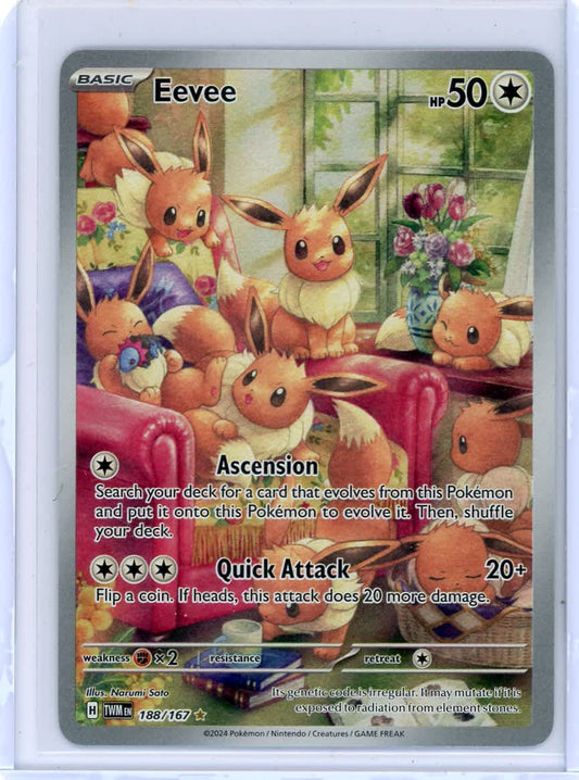 Eevee Pokemon Twilight Masquerade Illustration Rare #188/167 – Official Pokemon TCG Product