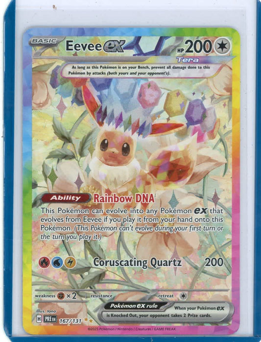 Eevee ex 2025 Pokemon Prismatic Evolution Special Illustration Rare holo 167/131 – Official Pokemon TCG Product