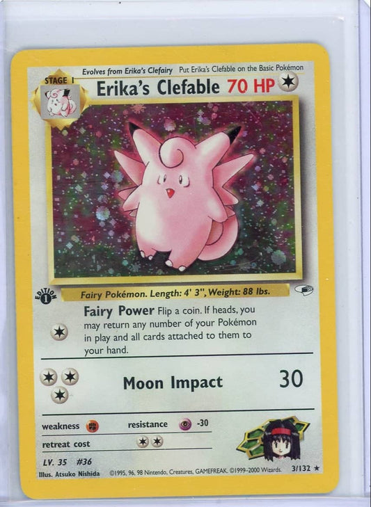 Erika's Clefable Pokemon Gym Heroes 1st Edition Holo #3/132 – Official Pokemon TCG Product