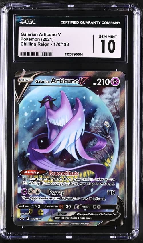 Galarian Articuno V Pokemon Chilling Reign Alternate Full-Art #170/198 CGC 10 – Official Pokemon TCG Product