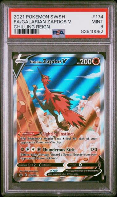 Galarian Zapdos V Pokemon Chilling Reign Alternate Art #174/198 PSA 9 – Official Pokemon TCG Product