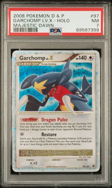 Garchomp Lv.X Pokemon Diamond & Pearl Majestic Dawn Holo #97/100 PSA 7 – Official Pokemon TCG Product