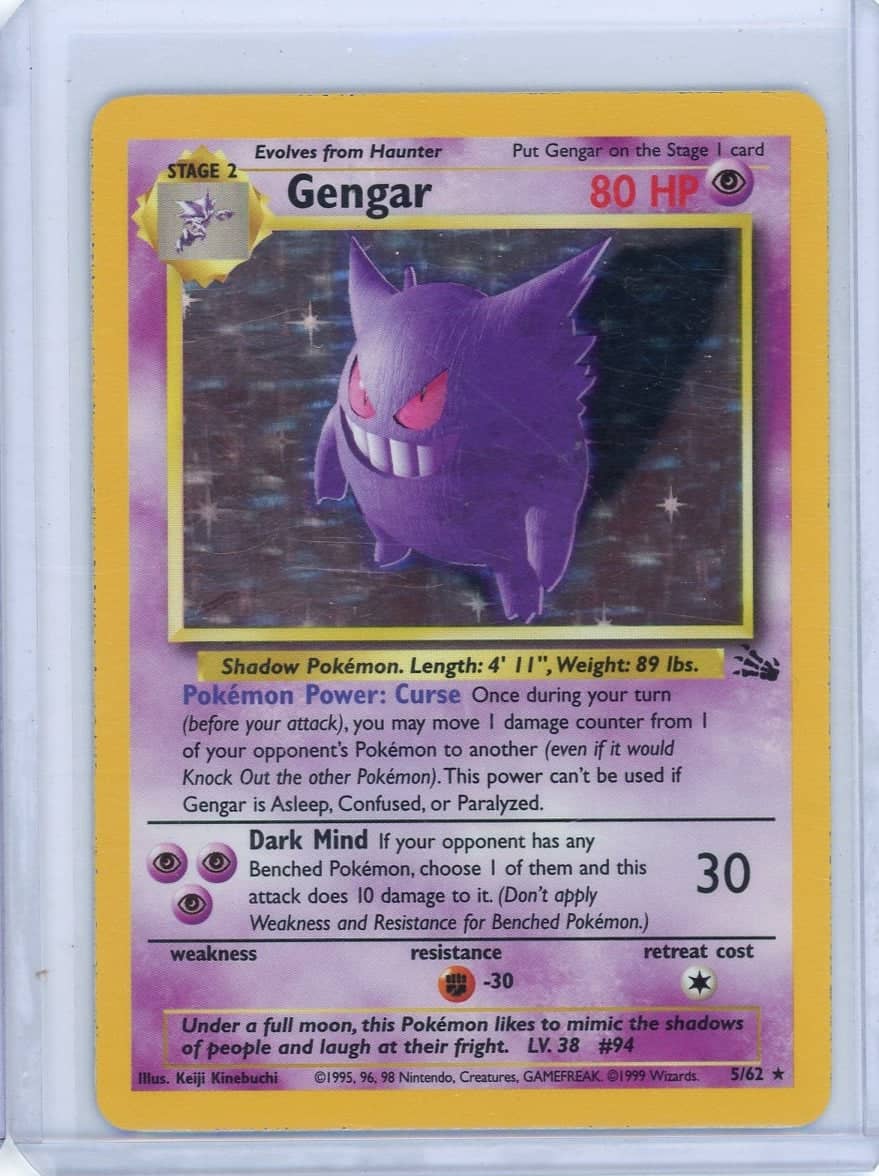 Gengar 1999 Pokemon Fossil rare holo #5/62 – Official Pokemon TCG Product