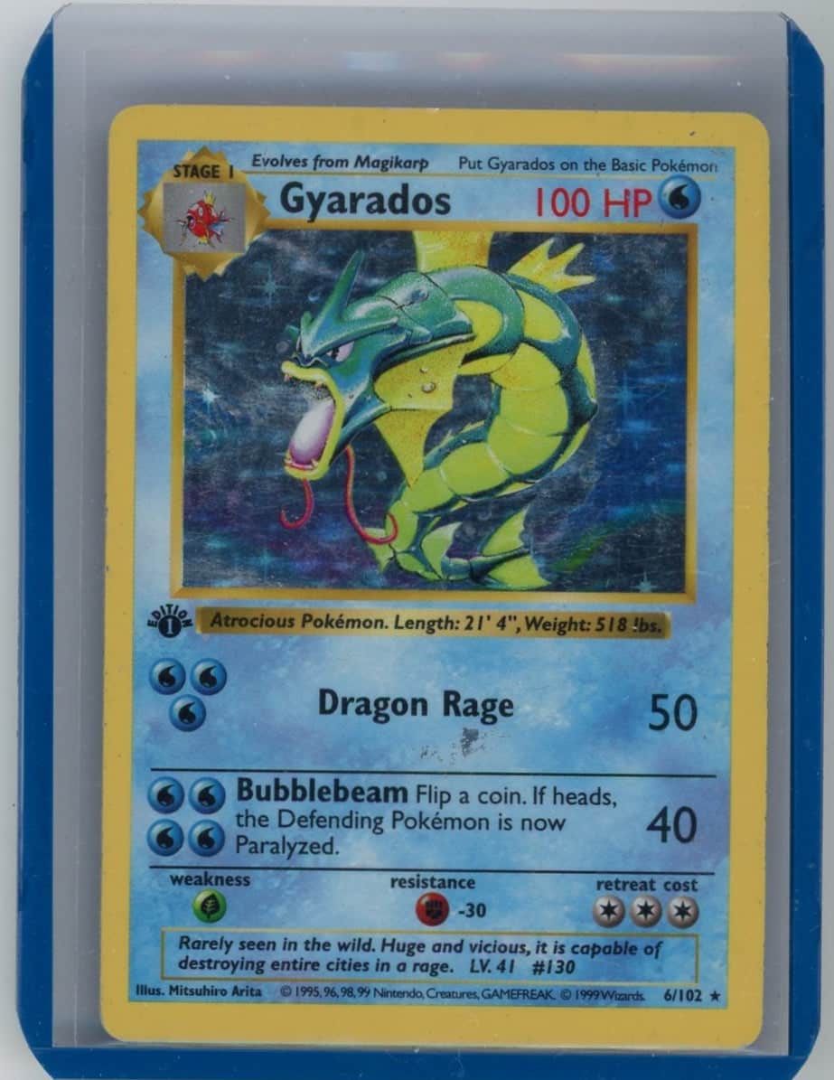 Gyarados 1999 Pokemon Base Set 1st Edition Holo #6/102 – Official Pokemon TCG Product