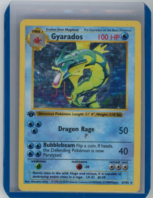 Gyarados 1999 Pokemon Base Set 1st Edition Holo #6/102 – Official Pokemon TCG Product