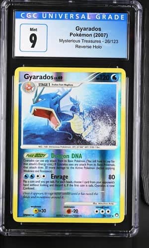 Gyarados 2007 Pokemon Mysterious Treasures reverse holo 26/123 CGC 9 – Official Pokemon TCG Product