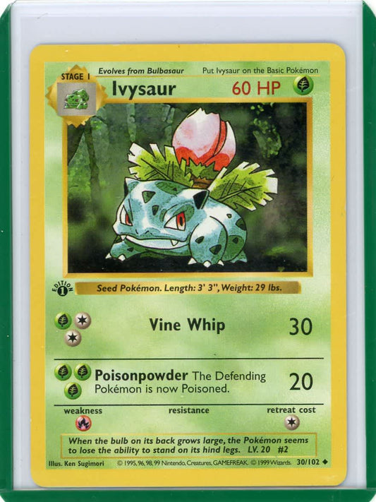 Ivysaur 1999 Pokemon Base Set 1st Edition Shadowless non holo 30/102 – Official Pokemon TCG Product