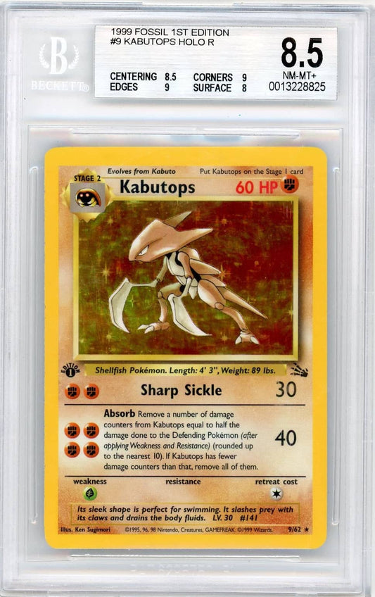 Kabutops Pokemon Fossil 1st Edition Holo #9/62 BGS 8.5 – Official Pokemon TCG Product