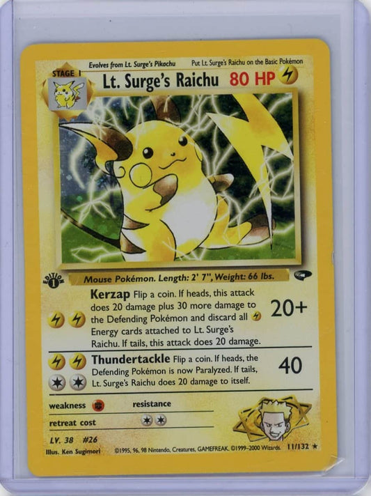 Lt. Surge's Raichu Pokemon Gym Challenge 1st Edition Holo #11/132 – Official Pokemon TCG Product