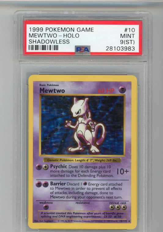 Mewtwo 1999 Pokemon Game Shadowless Holo PSA 9 (ST) – Official Pokemon TCG Product