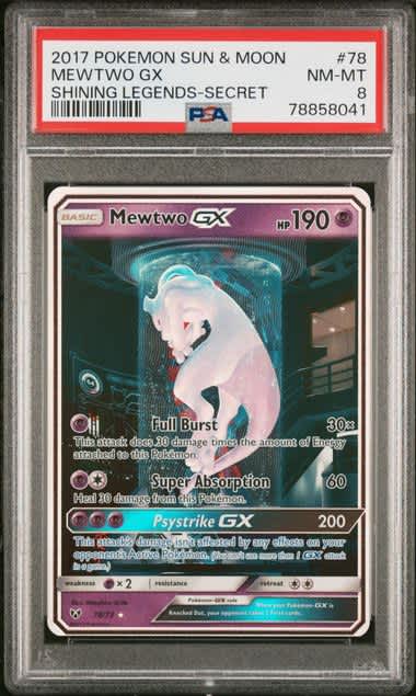 Mewtwo GX Pokemon Shining Legends Secret Rare #78/73 PSA 8 (Test Tube) – Official Pokemon TCG Product