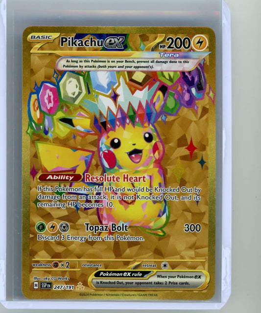 Pikachu ex Pokemon Surging Sparks Gold Hyper Rare #247/191 – Official Pokemon TCG Product