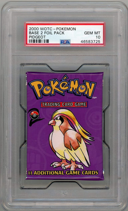 Pokemon 2000 WOTC Base Set 2 Foil Pack Pidgeot PSA 10 – Official Pokemon TCG Product