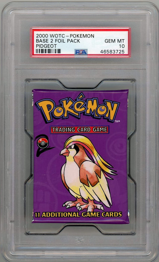 Pokemon 2000 WOTC Base Set 2 Foil Pack Pidgeot PSA 10 – Official Pokemon TCG Product