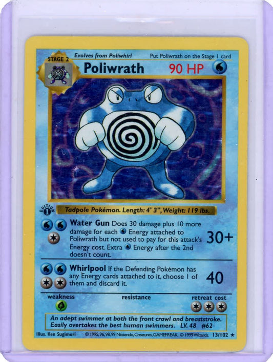 Poliwrath 1999 Pokemon Base Set 1st Edition Holo #13/102 – Official Pokemon TCG Product