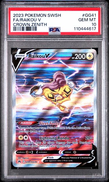 Raikou V Pokemon Crown Zenith Galarian Gallery #GG41/GG70 PSA 10 – Official Pokemon TCG Product