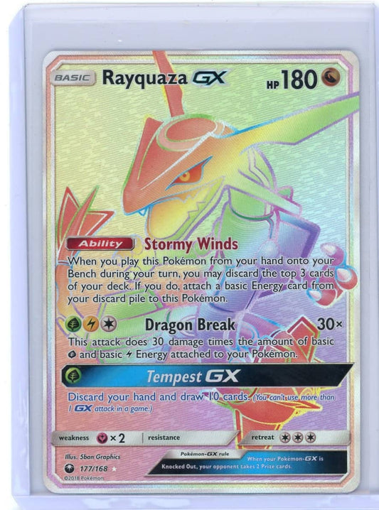Rayquaza GX Pokemon Celestial Storm Full-Art Rainbow Rare #177/168 – Official Pokemon TCG Product