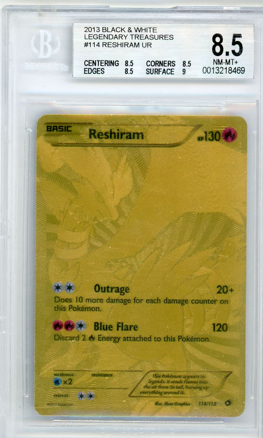 Reshiram Pokemon Black & White Legendary Treasures Gold Secret Rare #114/113 – Official Pokemon TCG Product