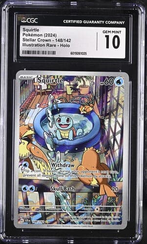 Squirtle Illustration Rare 2024 Pokemon Stellar Crown holo 148/142 CGC 10 – Official Pokemon TCG Product