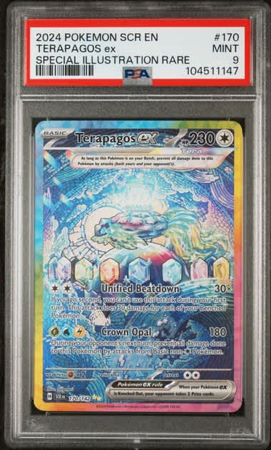 Terapagos 2024 Pokemon Stellar Crown Special Illustration rare holo 170/142 PSA 9 – Official Pokemon TCG Product