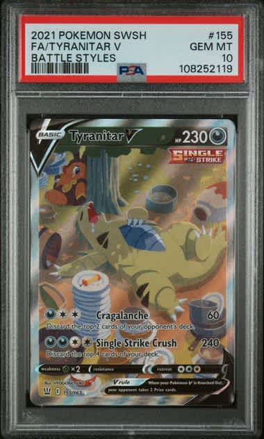 Tyranitar V Pokemon Battle Styles Alternate Full Art #155/163 PSA 10 – Official Pokemon TCG Product