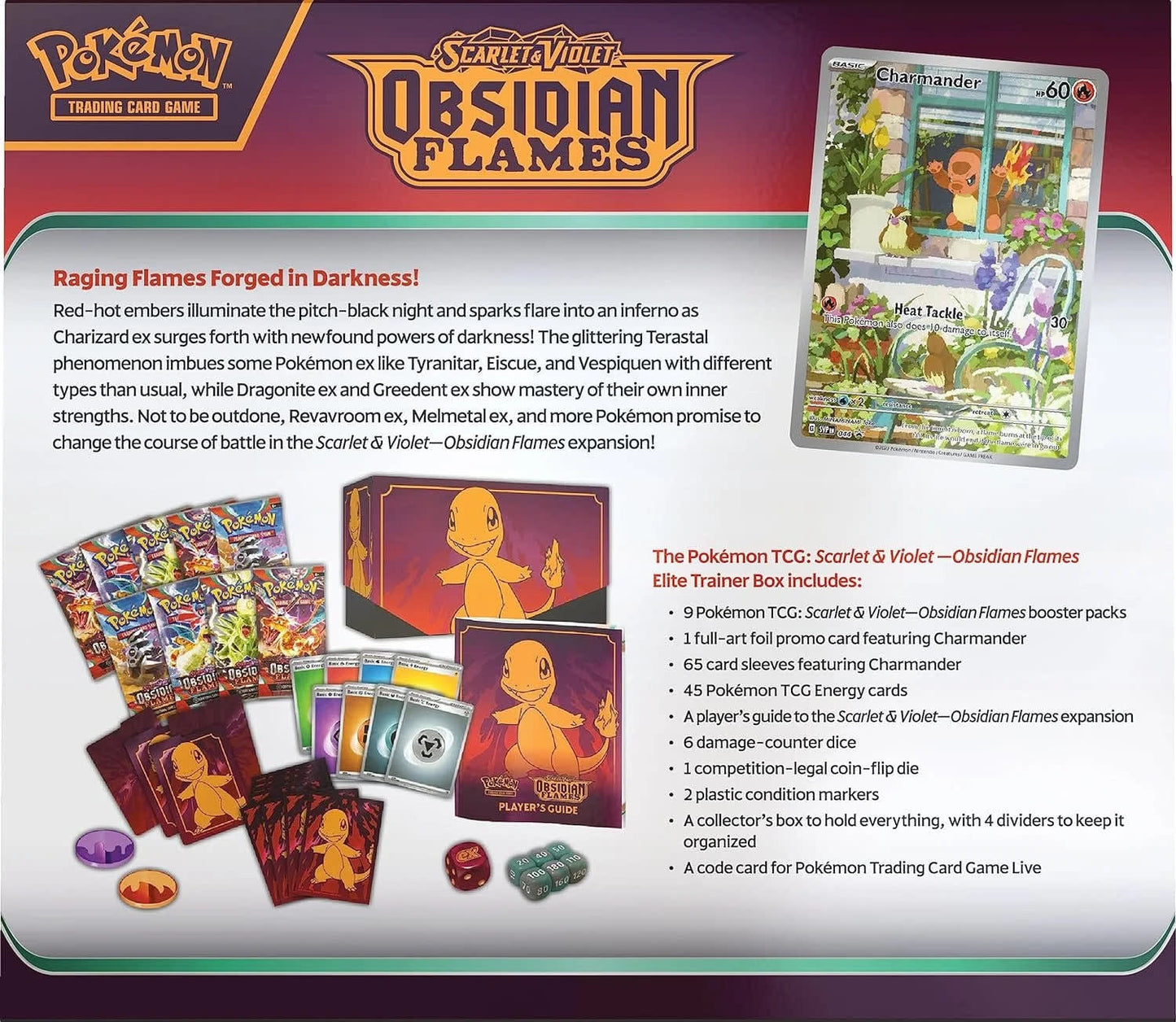 Pokemon TCG Scarlet & Violet 3 - Obsidian Flames Elite Trainer Box – Complete Trainer Kit with Accessories