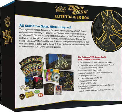 Pokemon TCG Crown Zenith - Elite Trainer Box – Complete Trainer Kit with Accessories