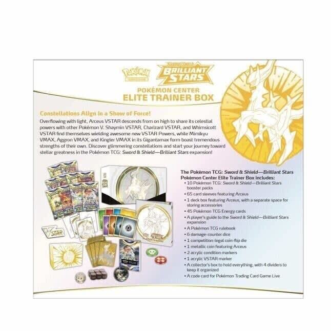 Pokemon TCG Sword & Shield Brilliant Stars Pokemon Center Elite Trainer Box – Complete Trainer Kit with Accessories
